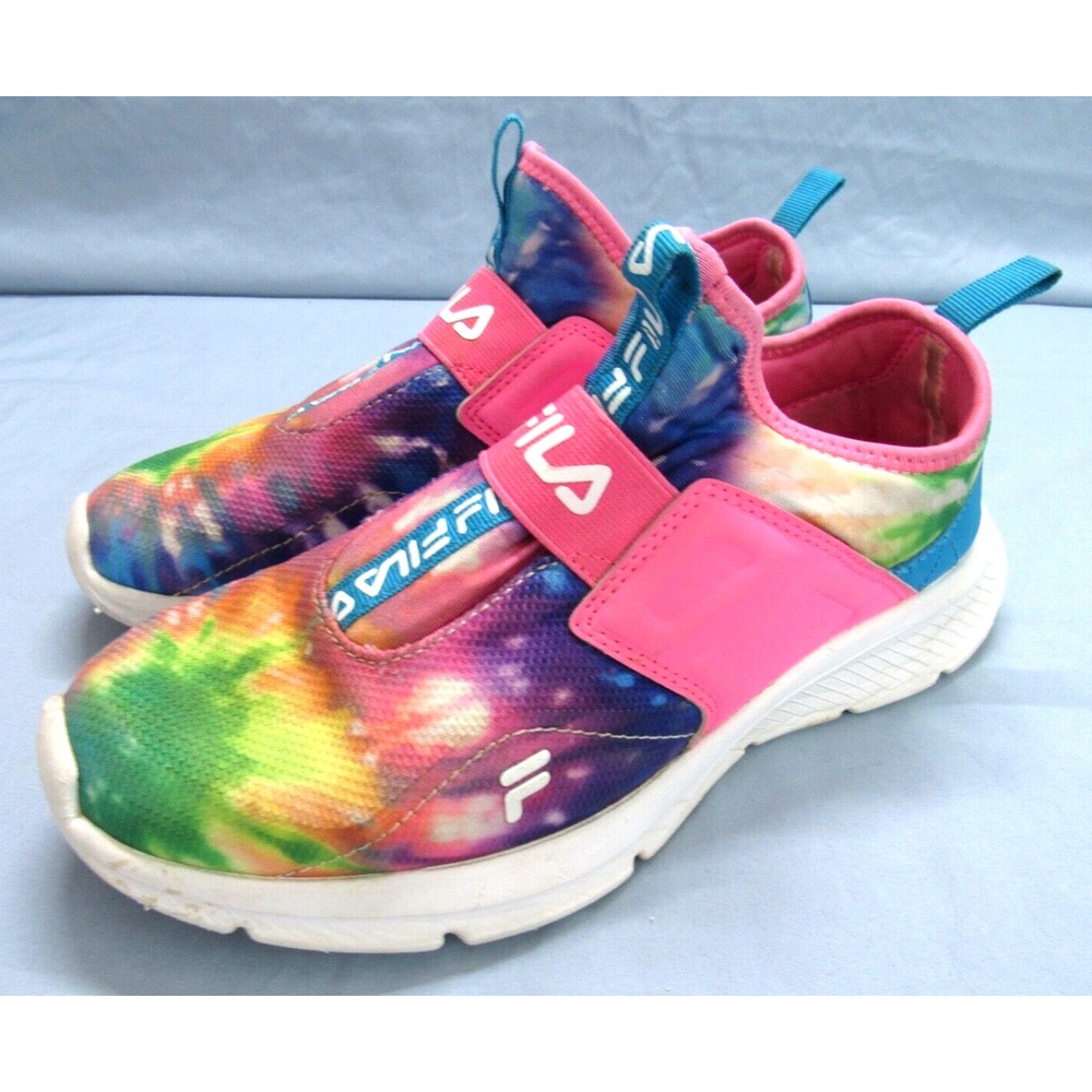 FILA Girl's LANDBUZZER Colorful TIE-DYE Mesh Fabric PULL-ON Sneakers BIG KIDS 6